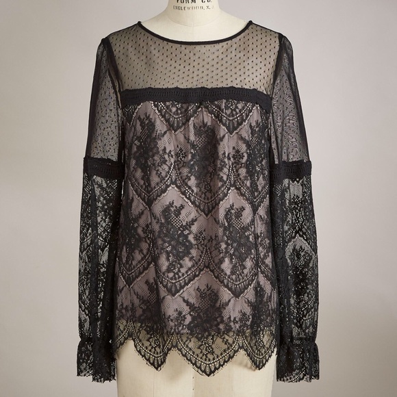 Sundance Tops - Romantic Lace Blouse Black Long Sleeves Sundance Sundance Tops - Romantic Lace Blouse Black Long Sleeves Sundance